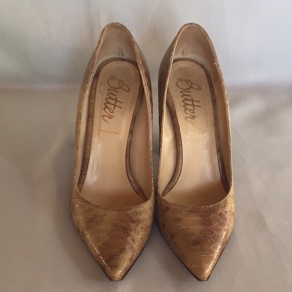 Butter Heels Italian Leather Snakeskin Embossed - Picture 8 of 15